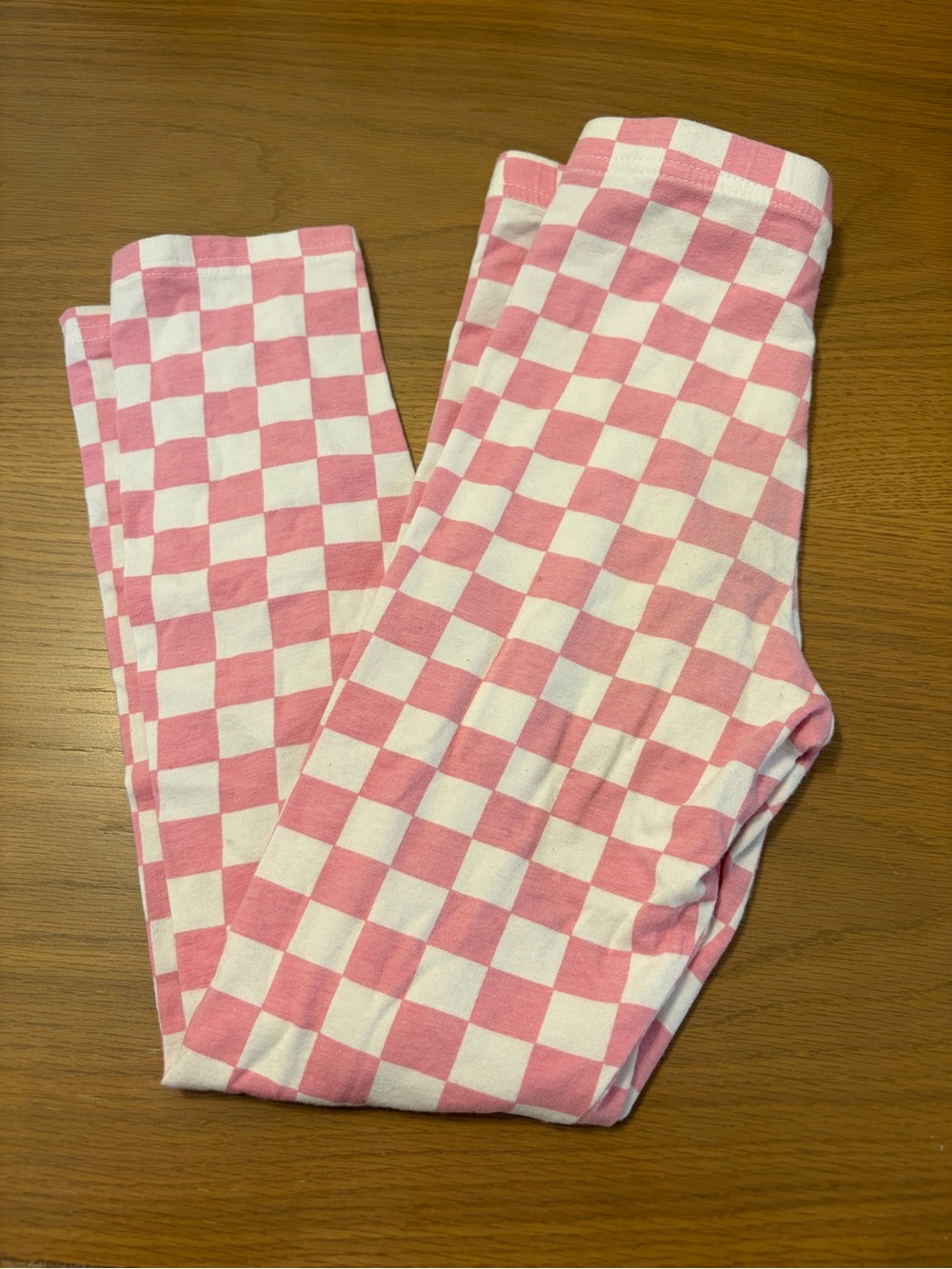 3 for $8 Kids Pink and White Checkered Leggings